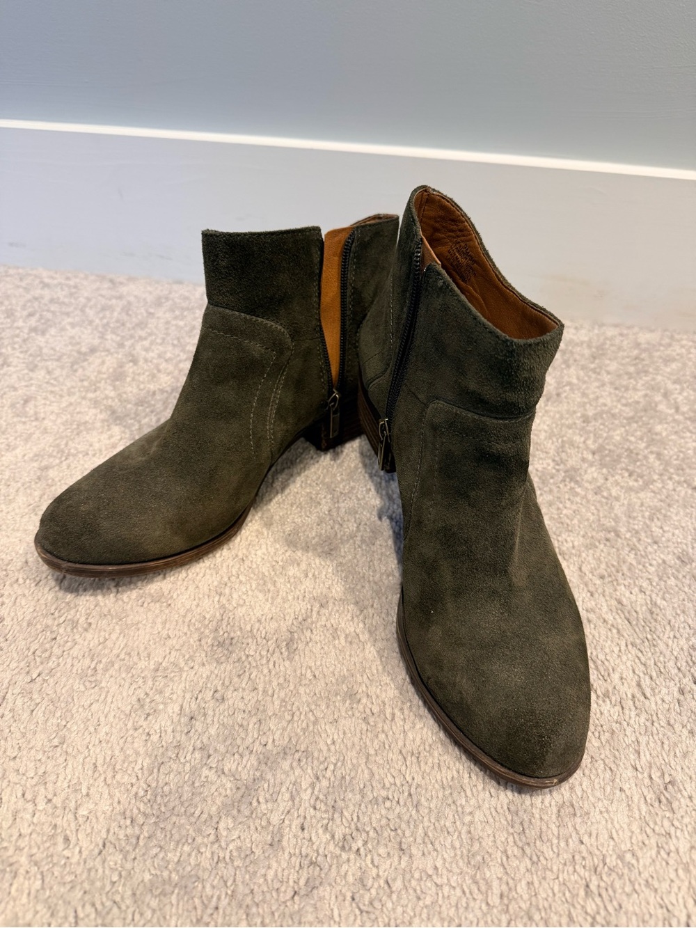 Women's Lucky Brand Suede Ankle Boots in Olive Green